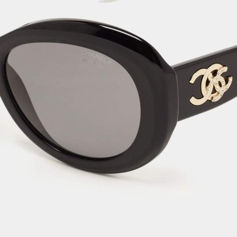 Brand New! Chanel CC Black 5469-B CC Oval Sunglasses SUNNIES POLARIZED - Picture 12 of 16